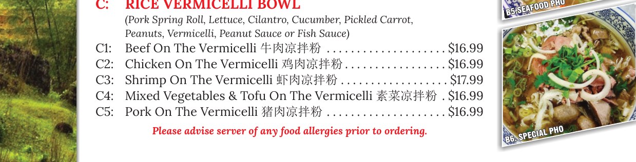 Pho House menu page 1 mobile section 5