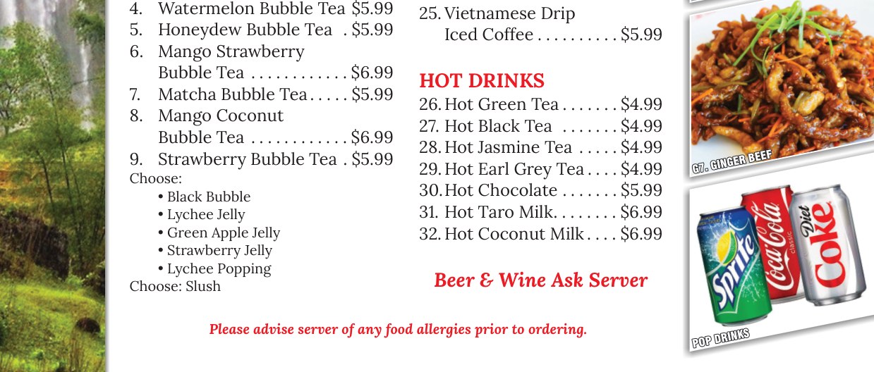 Pho House menu page 4 tablet section 3